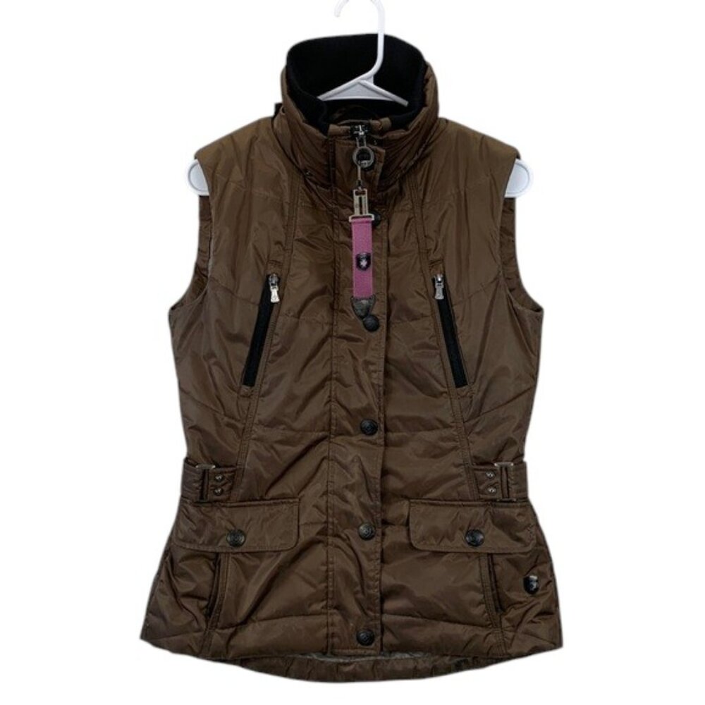 Wellensteyn Biscaya Puffer‎ Vest Women’s S Brown Quilted Zip Up Detachable Hood